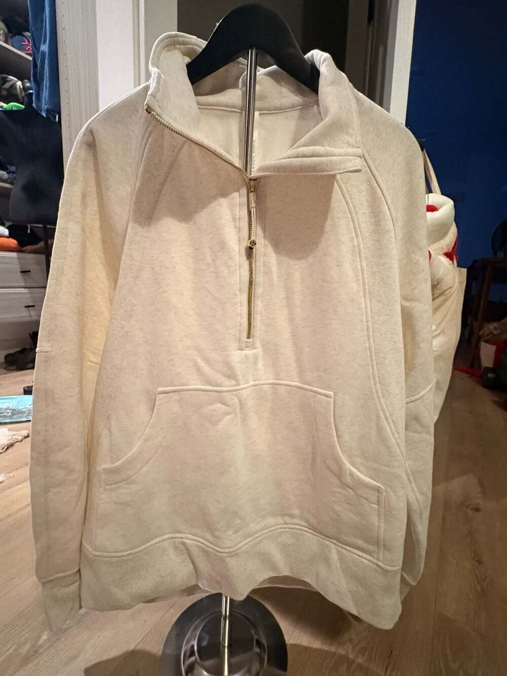 Lululemon Scuba Oversized Funnel Neck Half Zip Size M/L Heathered Bone